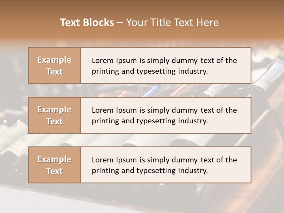 A Row Of Wine Bottles Sitting On Top Of A Wooden Table PowerPoint Template