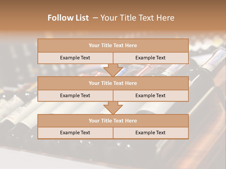 A Row Of Wine Bottles Sitting On Top Of A Wooden Table PowerPoint Template