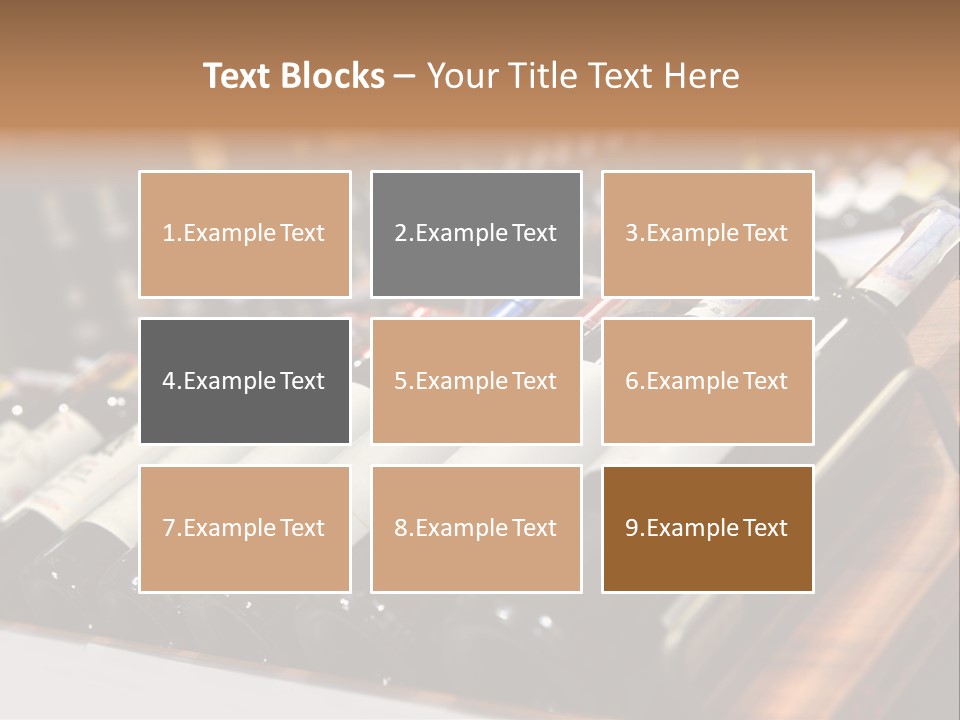 A Row Of Wine Bottles Sitting On Top Of A Wooden Table PowerPoint Template