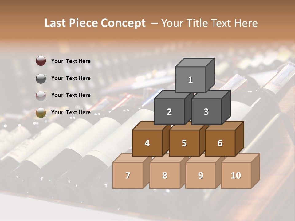 A Row Of Wine Bottles Sitting On Top Of A Wooden Table PowerPoint Template
