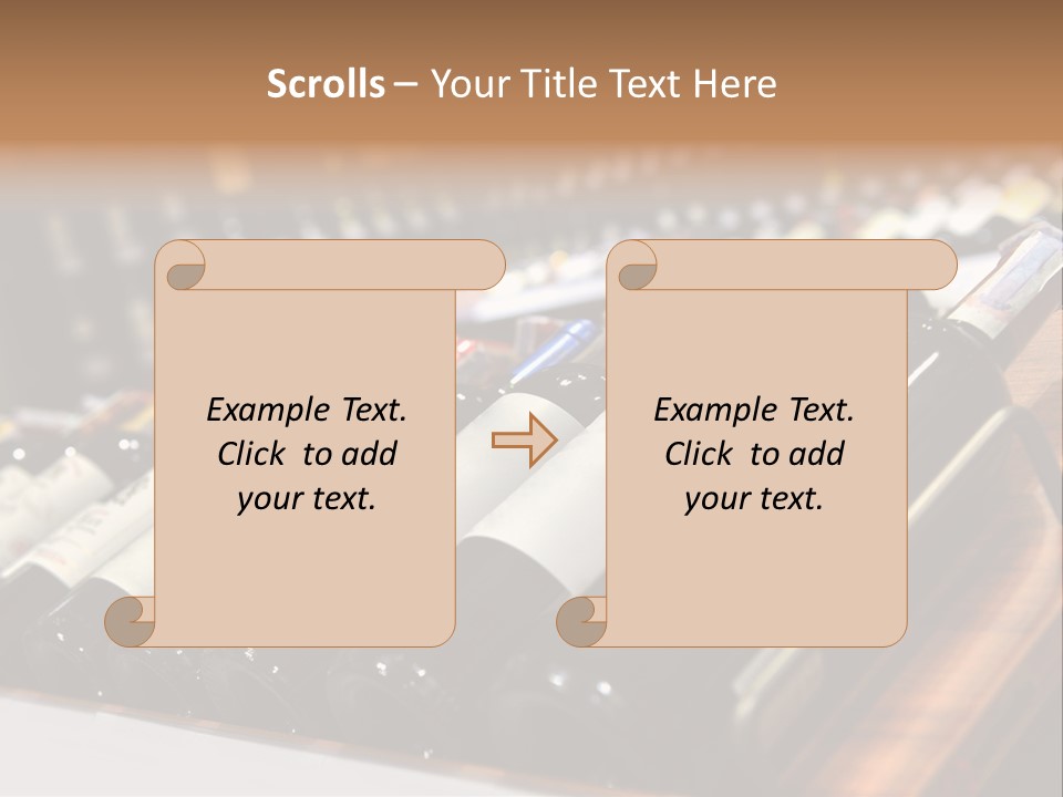 A Row Of Wine Bottles Sitting On Top Of A Wooden Table PowerPoint Template