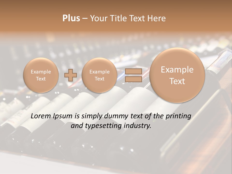 A Row Of Wine Bottles Sitting On Top Of A Wooden Table PowerPoint Template