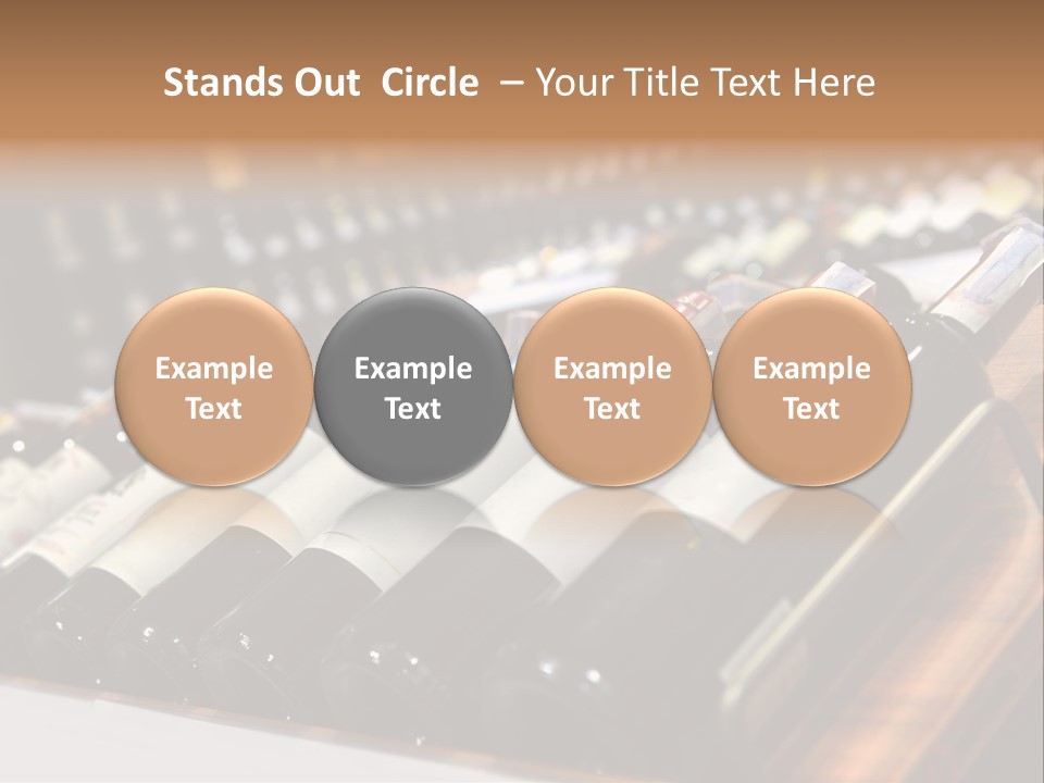 A Row Of Wine Bottles Sitting On Top Of A Wooden Table PowerPoint Template