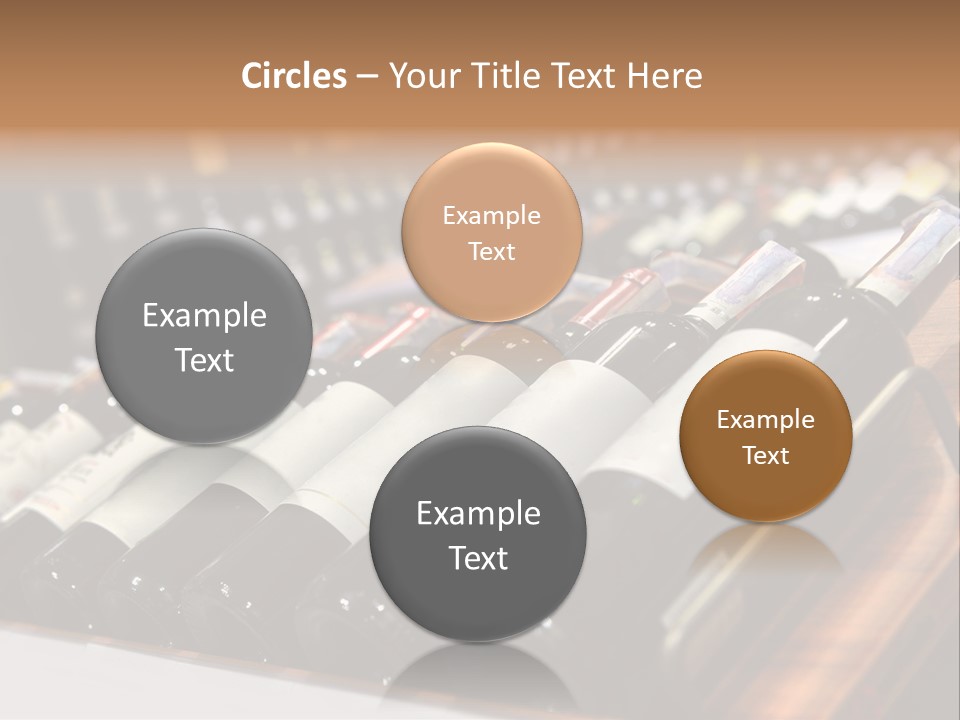 A Row Of Wine Bottles Sitting On Top Of A Wooden Table PowerPoint Template