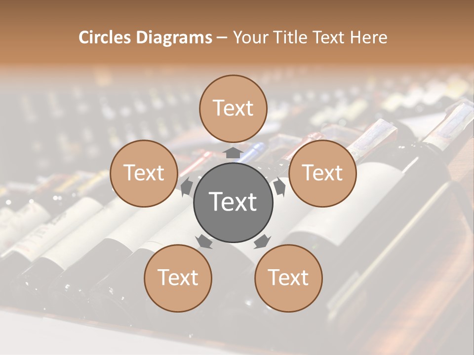 A Row Of Wine Bottles Sitting On Top Of A Wooden Table PowerPoint Template