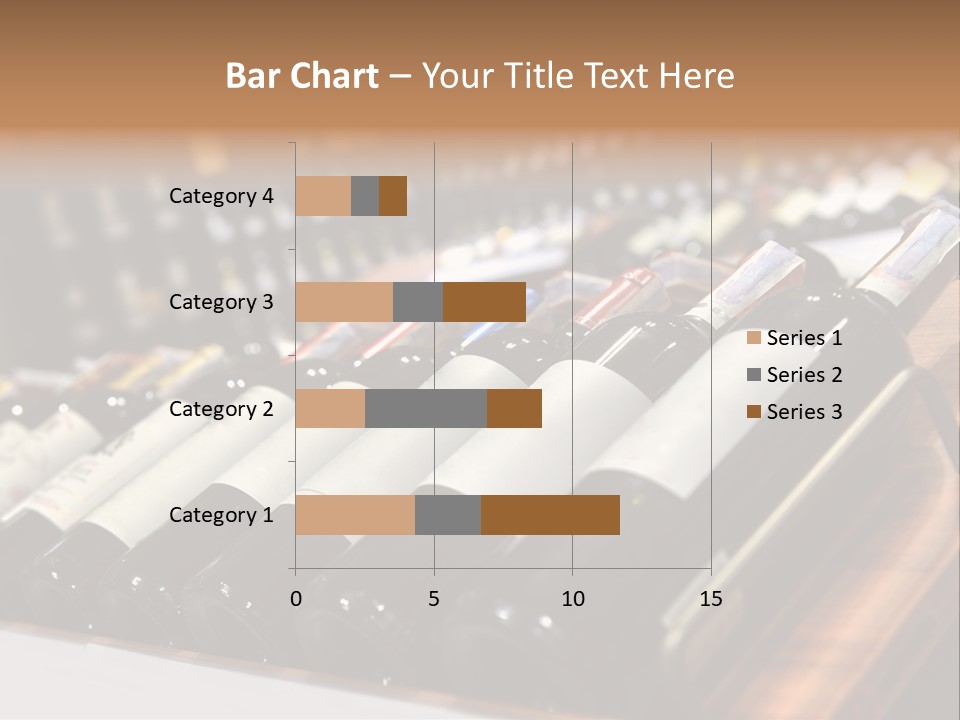 A Row Of Wine Bottles Sitting On Top Of A Wooden Table PowerPoint Template