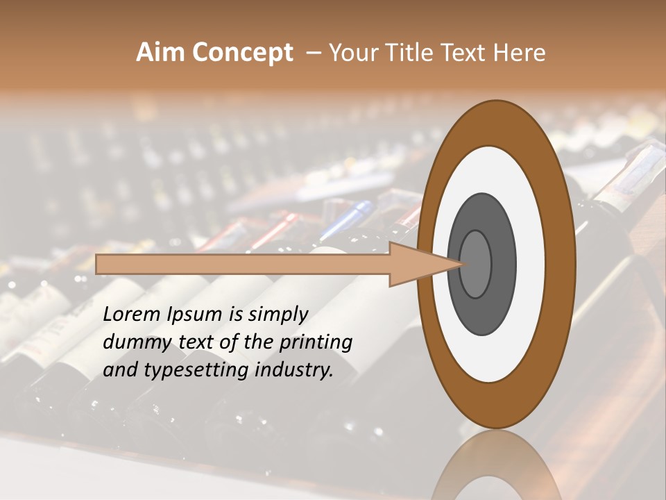 A Row Of Wine Bottles Sitting On Top Of A Wooden Table PowerPoint Template