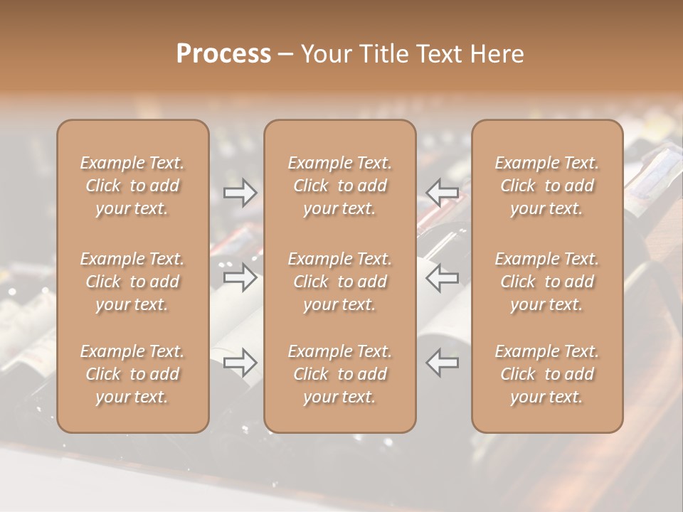 A Row Of Wine Bottles Sitting On Top Of A Wooden Table PowerPoint Template