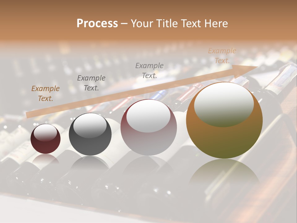 A Row Of Wine Bottles Sitting On Top Of A Wooden Table PowerPoint Template