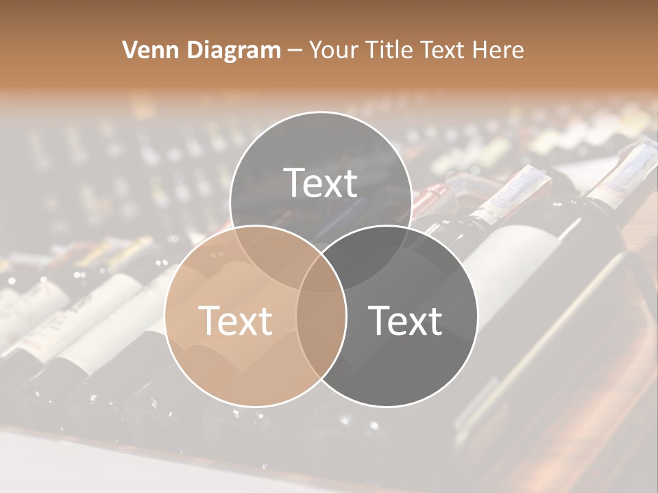 A Row Of Wine Bottles Sitting On Top Of A Wooden Table PowerPoint Template