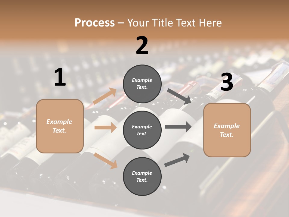 A Row Of Wine Bottles Sitting On Top Of A Wooden Table PowerPoint Template
