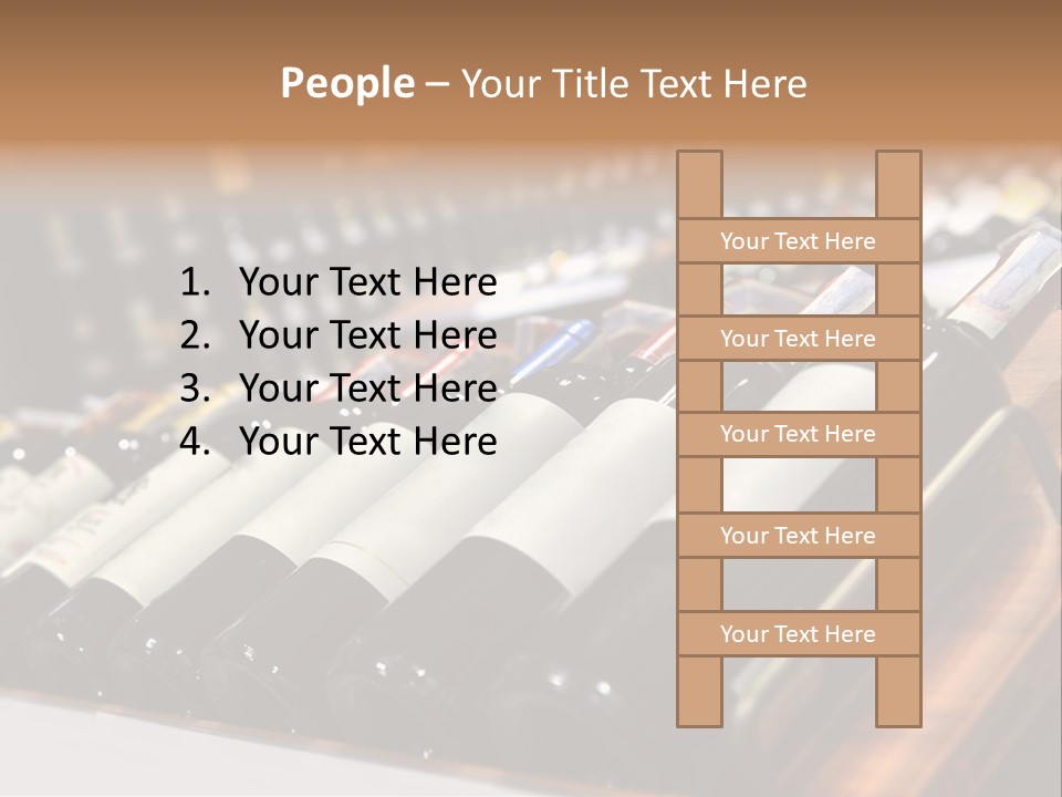 A Row Of Wine Bottles Sitting On Top Of A Wooden Table PowerPoint Template