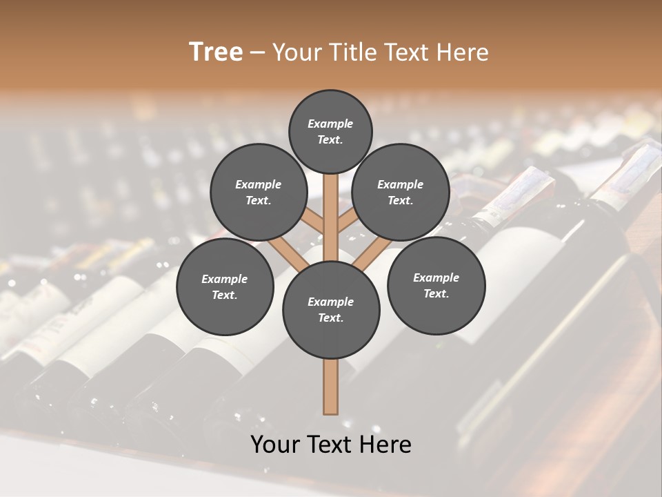 A Row Of Wine Bottles Sitting On Top Of A Wooden Table PowerPoint Template