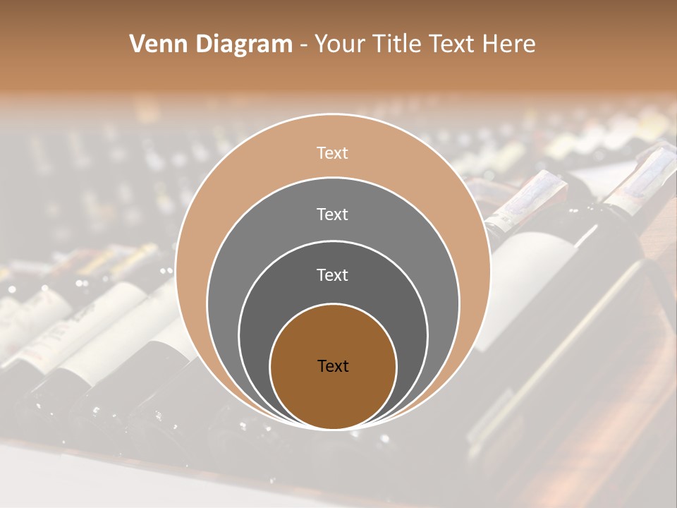 A Row Of Wine Bottles Sitting On Top Of A Wooden Table PowerPoint Template