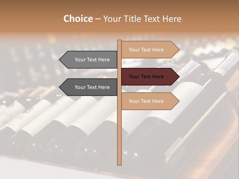 A Row Of Wine Bottles Sitting On Top Of A Wooden Table PowerPoint Template