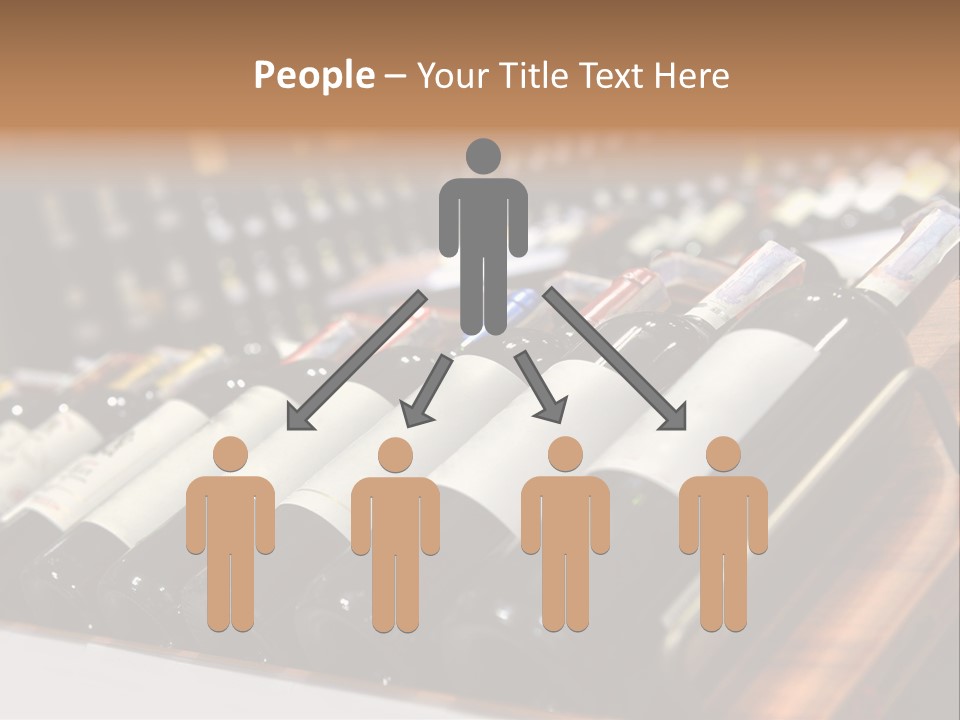 A Row Of Wine Bottles Sitting On Top Of A Wooden Table PowerPoint Template