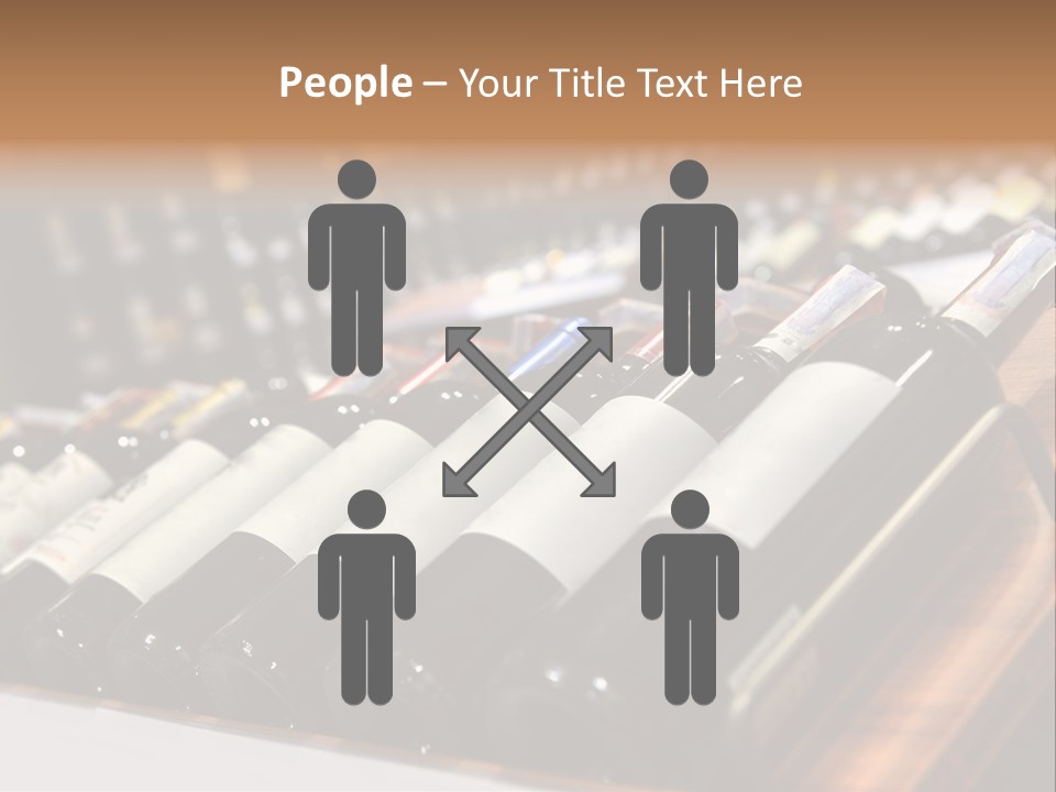 A Row Of Wine Bottles Sitting On Top Of A Wooden Table PowerPoint Template