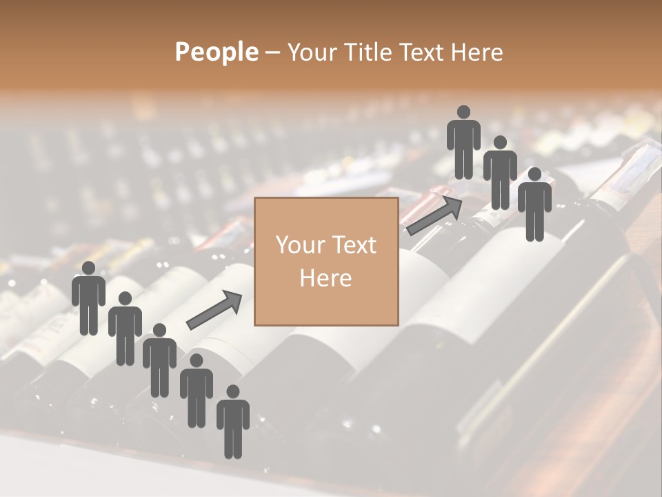A Row Of Wine Bottles Sitting On Top Of A Wooden Table PowerPoint Template