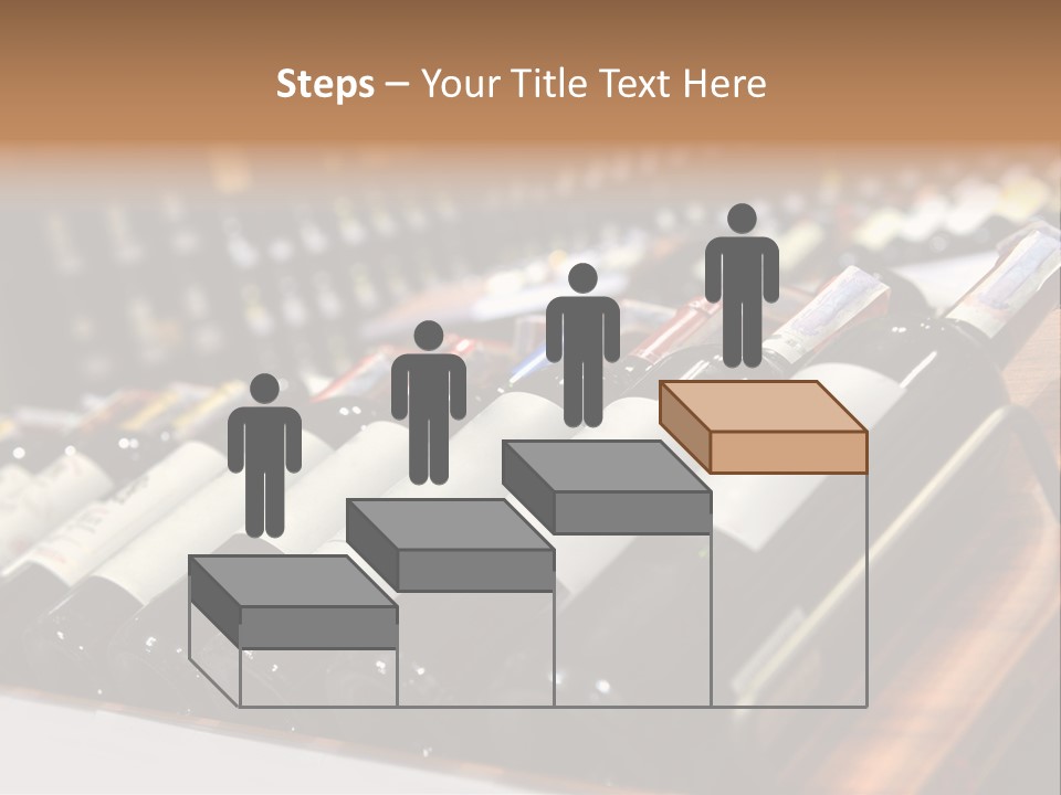 A Row Of Wine Bottles Sitting On Top Of A Wooden Table PowerPoint Template