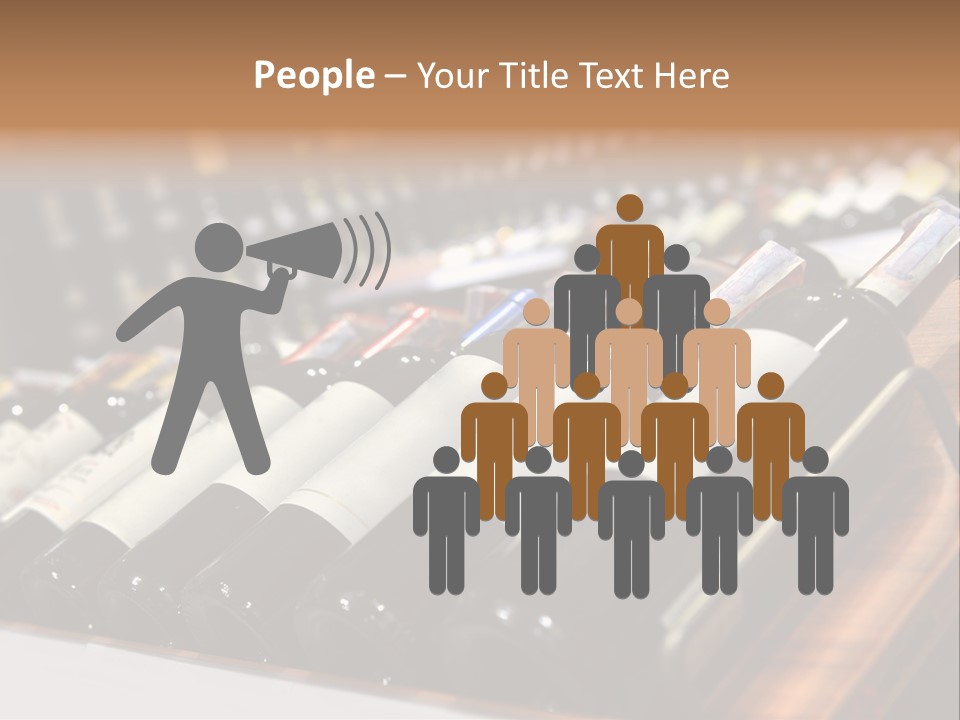 A Row Of Wine Bottles Sitting On Top Of A Wooden Table PowerPoint Template