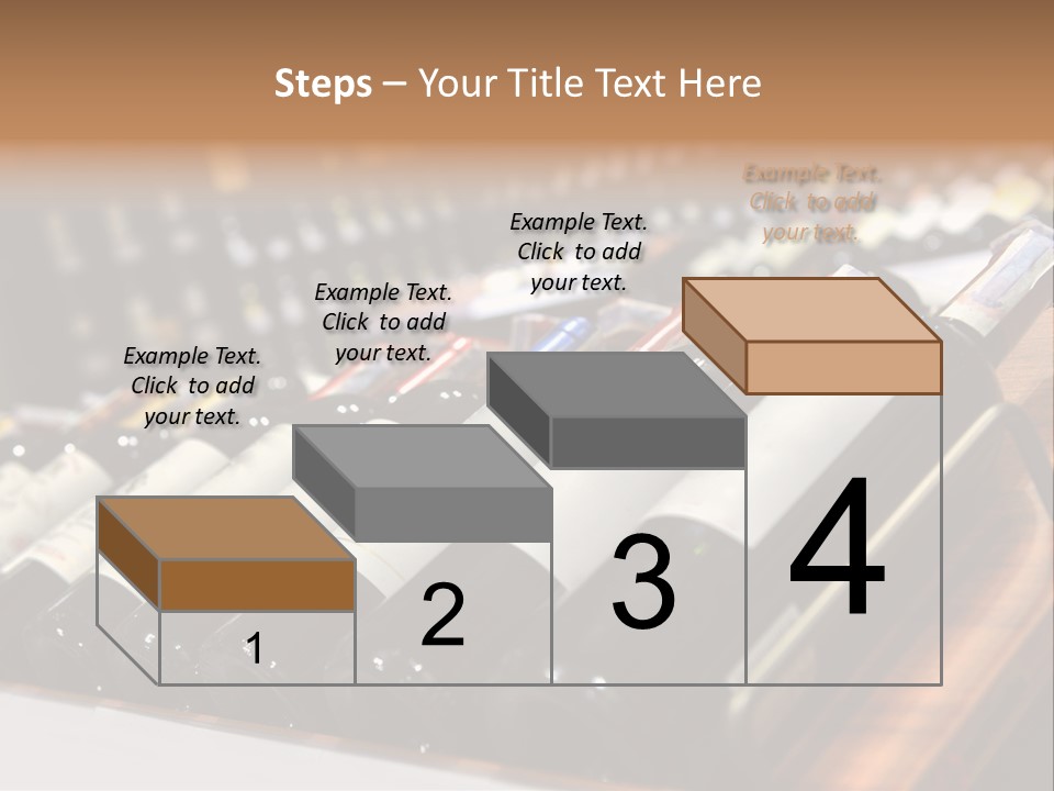 A Row Of Wine Bottles Sitting On Top Of A Wooden Table PowerPoint Template