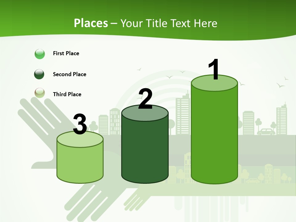 A Green Powerpoint Presentation With A City In The Background PowerPoint Template