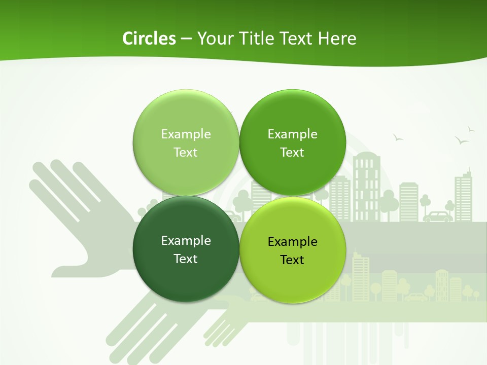 A Green Powerpoint Presentation With A City In The Background PowerPoint Template