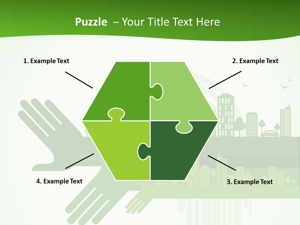 A Green Powerpoint Presentation With A City In The Background PowerPoint Template