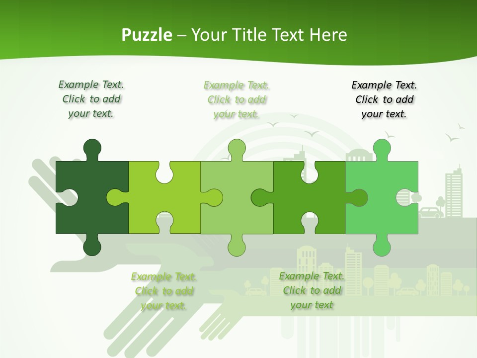 A Green Powerpoint Presentation With A City In The Background PowerPoint Template