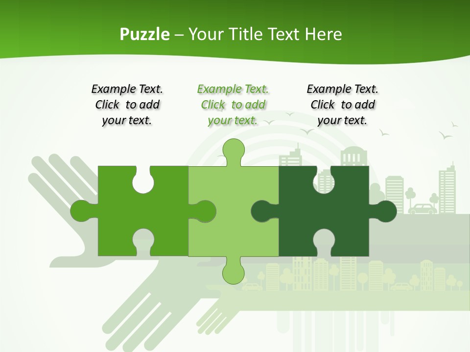 A Green Powerpoint Presentation With A City In The Background PowerPoint Template