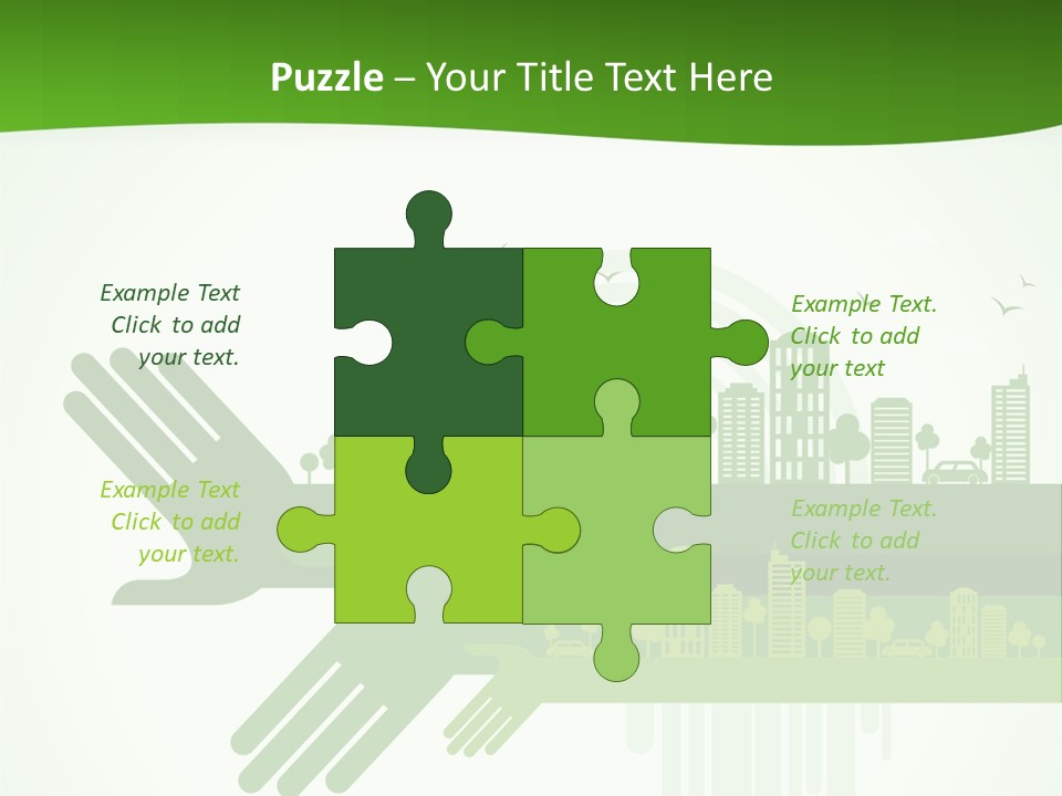 A Green Powerpoint Presentation With A City In The Background PowerPoint Template