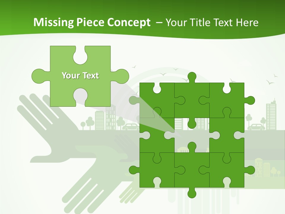 A Green Powerpoint Presentation With A City In The Background PowerPoint Template
