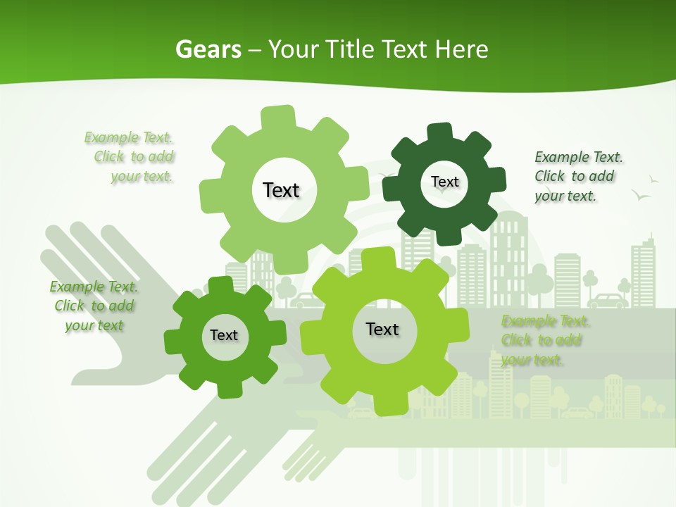 A Green Powerpoint Presentation With A City In The Background PowerPoint Template