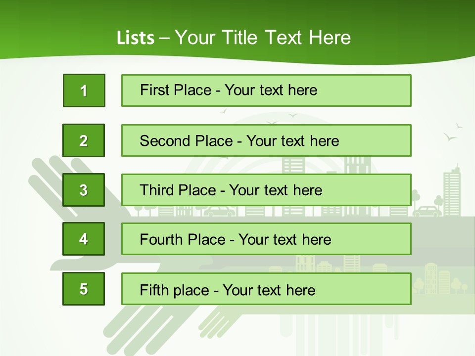 A Green Powerpoint Presentation With A City In The Background PowerPoint Template
