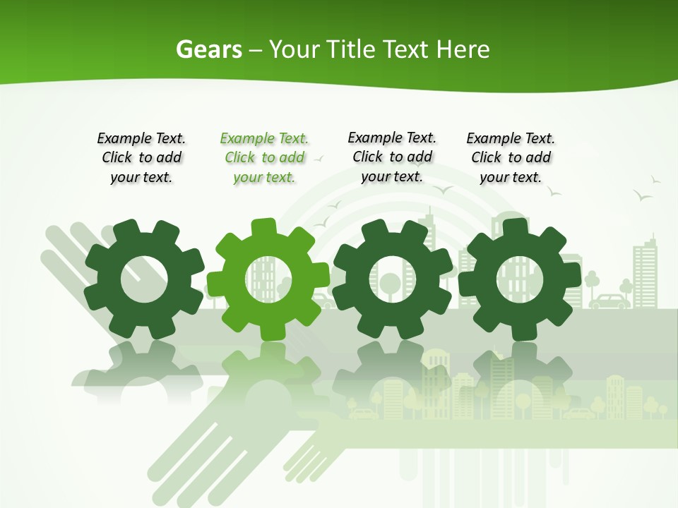 A Green Powerpoint Presentation With A City In The Background PowerPoint Template