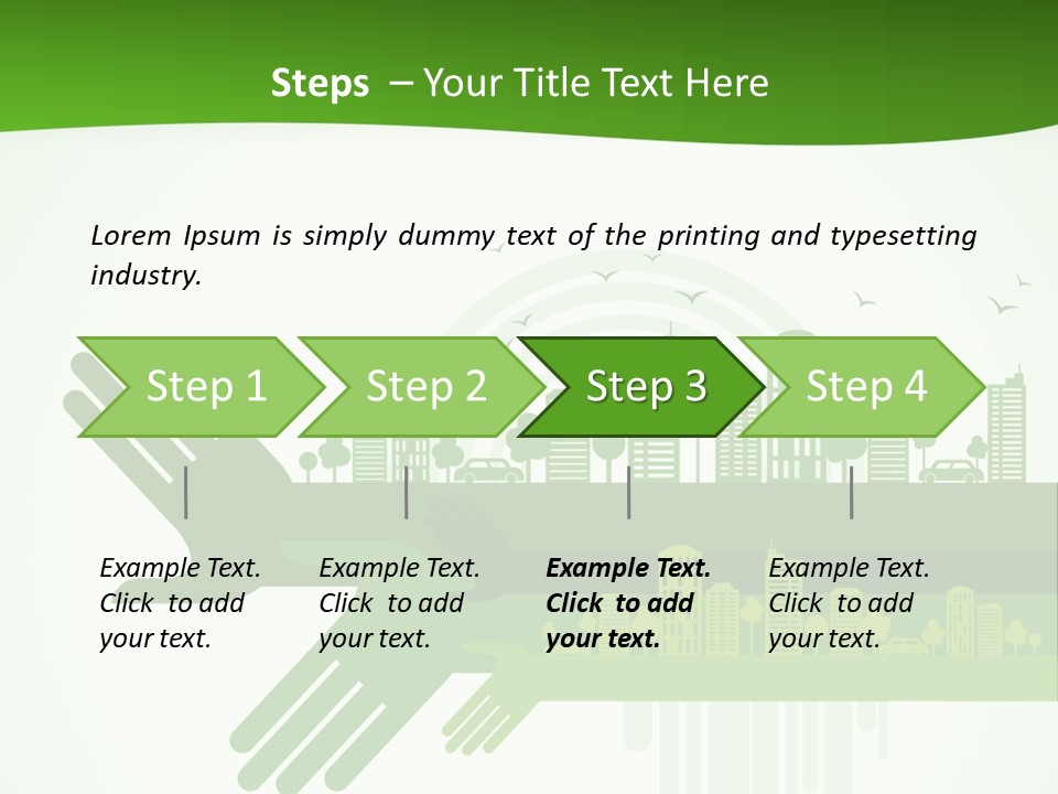 A Green Powerpoint Presentation With A City In The Background PowerPoint Template