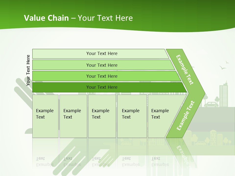 A Green Powerpoint Presentation With A City In The Background PowerPoint Template