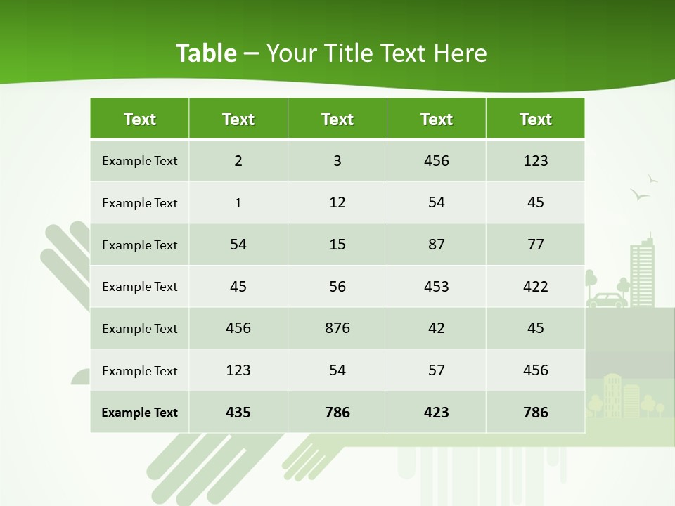 A Green Powerpoint Presentation With A City In The Background PowerPoint Template