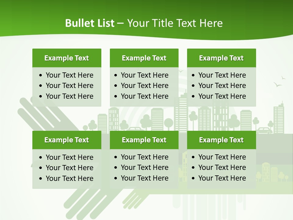 A Green Powerpoint Presentation With A City In The Background PowerPoint Template
