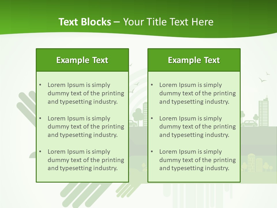 A Green Powerpoint Presentation With A City In The Background PowerPoint Template