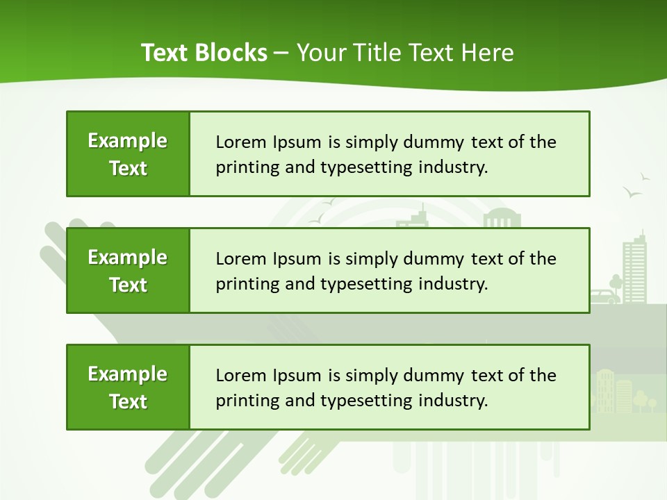 A Green Powerpoint Presentation With A City In The Background PowerPoint Template