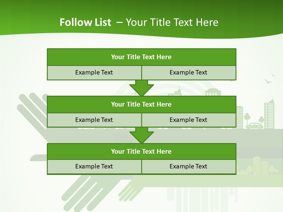 A Green Powerpoint Presentation With A City In The Background PowerPoint Template