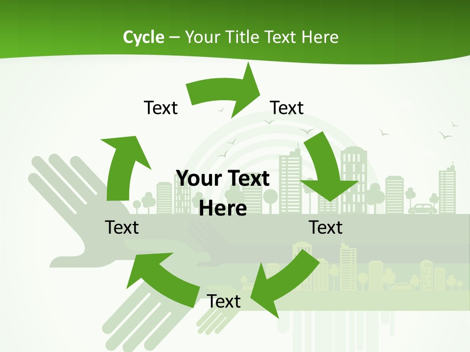 A Green Powerpoint Presentation With A City In The Background PowerPoint Template