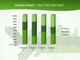 A Green Powerpoint Presentation With A City In The Background PowerPoint Template