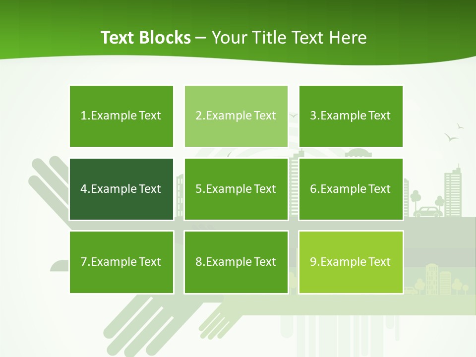 A Green Powerpoint Presentation With A City In The Background PowerPoint Template