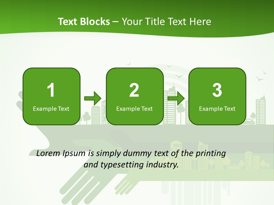A Green Powerpoint Presentation With A City In The Background PowerPoint Template