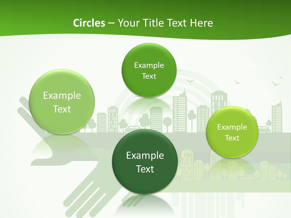 A Green Powerpoint Presentation With A City In The Background PowerPoint Template