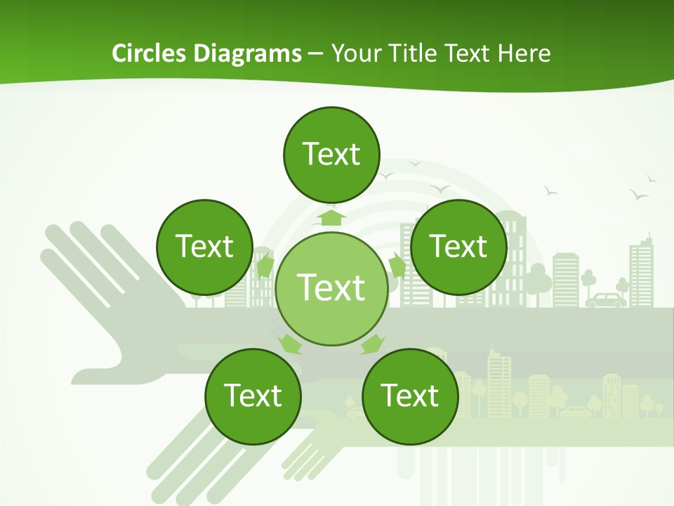 A Green Powerpoint Presentation With A City In The Background PowerPoint Template