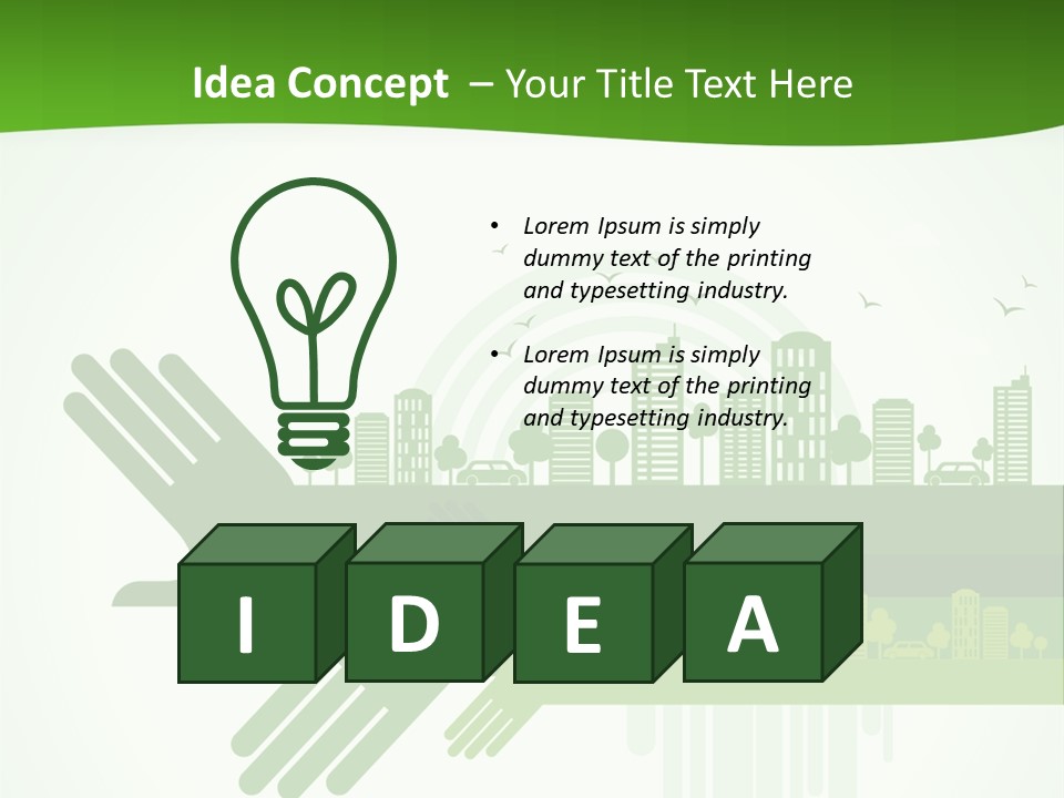A Green Powerpoint Presentation With A City In The Background PowerPoint Template