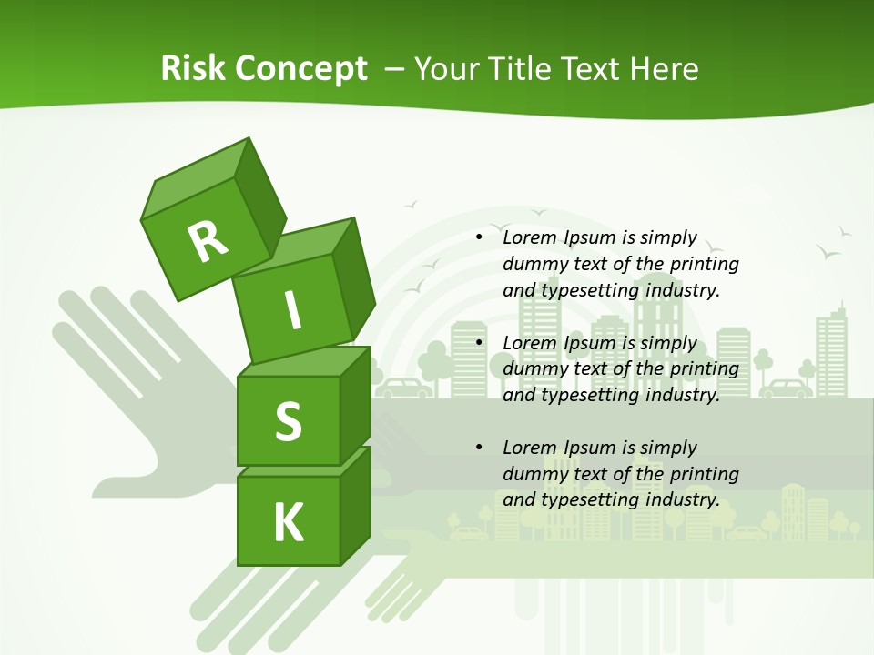 A Green Powerpoint Presentation With A City In The Background PowerPoint Template